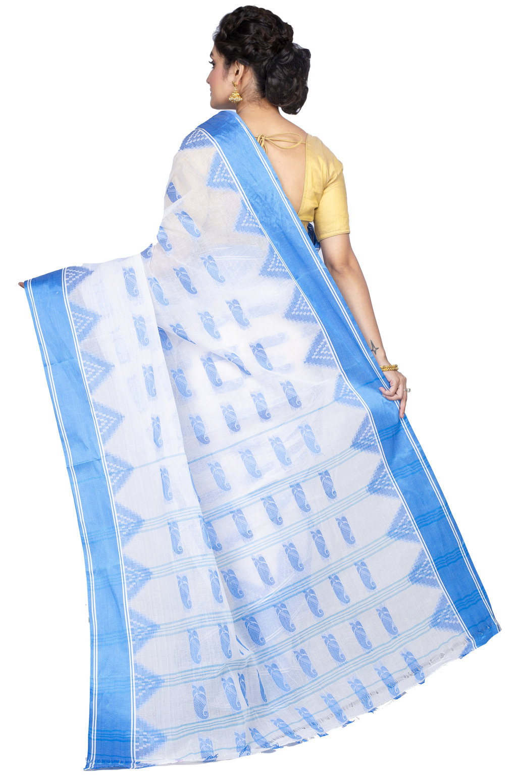 Sky Blue Pure Cotton Archana Tant Saree (172)